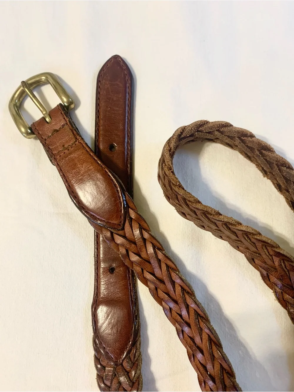Women’s Brown Braided Leather Belt. 38